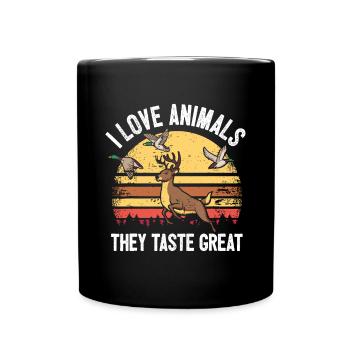 Chasse drôle disant cerf canard chasseur I animaux Ta - Mug uni - noir - Devant