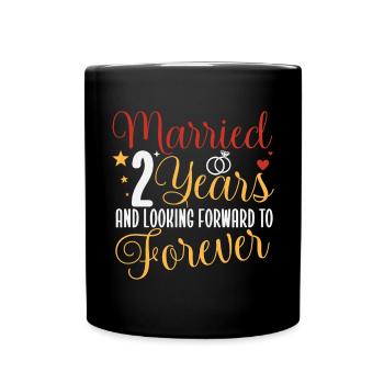 Verheiratet 2 Jahre 2. Hochzeitstag Paare Ma - Tasse einfarbig - Schwarz - Vorne