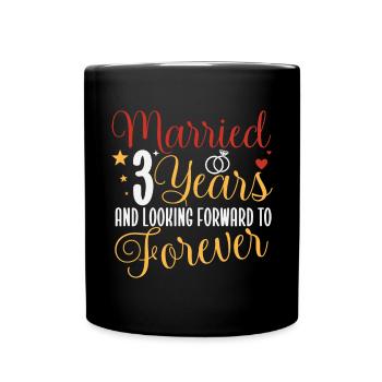 Verheiratet 3 Jahre 3. Hochzeitstag Paare - Tasse einfarbig - Schwarz - Vorne