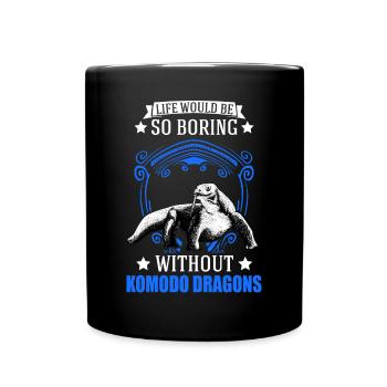 Komodowaran Waran Komododrache - Tasse einfarbig - Schwarz - Vorne