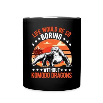 Komodowaran Waran Komododrache - Tasse einfarbig - Schwarz - Vorne