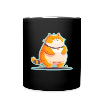 Big Cat Kitten Mignon Chat Sommeil Fatigué - Mug uni - noir - Devant