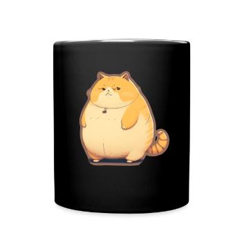 Big Cat Kitten Mignon Chat Sommeil Fatigué - Mug uni - noir - Devant