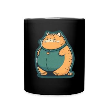 Dicke Katze Kätzchen Süßer Kater Schlafen Müde - Tasse einfarbig - Schwarz - Vorne