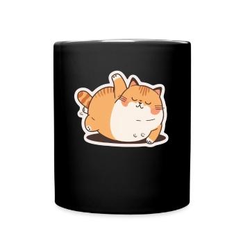 Big Cat Kitten Mignon Chat Sommeil Fatigué - Mug uni - noir - Devant