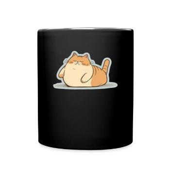 Big Cat Kitten Mignon Chat Sommeil Fatigué - Mug uni - noir - Devant