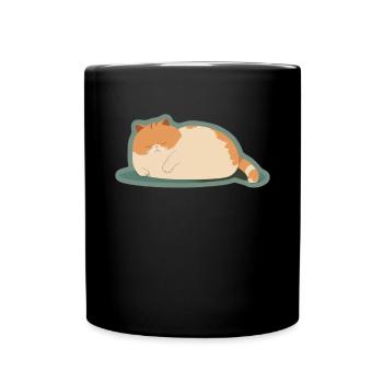 Big Cat Kitten Mignon Chat Sommeil Fatigué - Mug uni - noir - Devant