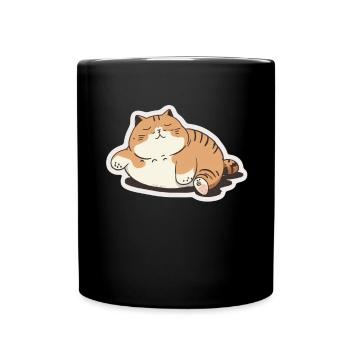 Big Cat Kitten Mignon Chat Sommeil Fatigué - Mug uni - noir - Devant