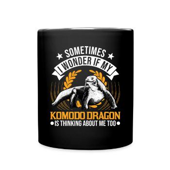 Komodowaran Waran Komododrache - Tasse einfarbig - Schwarz - Vorne