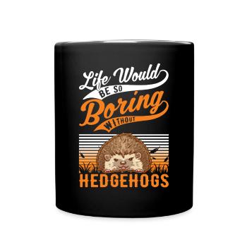 Igel Geschenk Stacheligel - Tasse einfarbig - Schwarz - Vorne