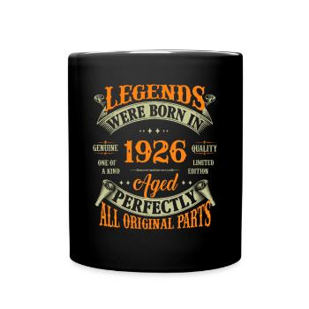 96. Geburtstag Vintage Legends Geboren 1926 96 Jahre - Tasse einfarbig - Schwarz - Vorne
