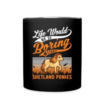 Shetland Pony Geschenk Shetty - Tasse einfarbig - Schwarz - Vorne