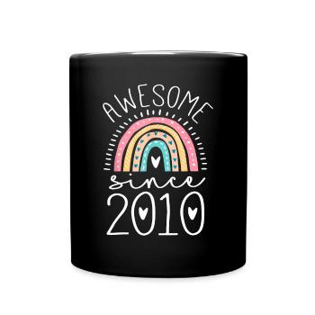 Awesome Since 2010 13th Birthday Rainbow Gifts Bor - Full Colour Mug - black - Front