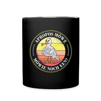 Apropos Möwe Möwie Noch een Norddeutschland - Tasse einfarbig - Schwarz - Vorne