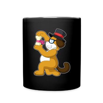 Mariage avec le marié chien avec haut-de-forme - Mug uni - noir - Devant