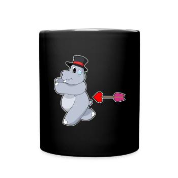 Nilpferd Bräutigam Zylinder Hochzeit - Tasse einfarbig - Schwarz - Vorne