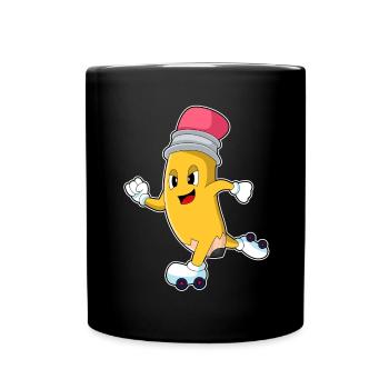 Bleistift Rollschuhfahren Rollschuhe - Tasse einfarbig - Schwarz - Vorne