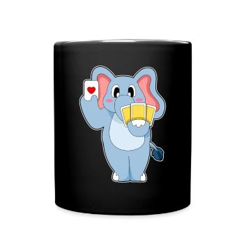Elefant Poker Pokerkarten - Tasse einfarbig - Schwarz - Vorne