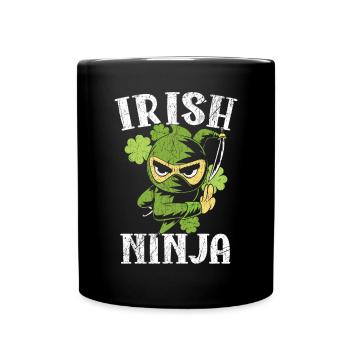 Irish Ninja Lover St. Patricks Day Shamrock - Full Colour Mug - black - Front