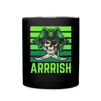 Shenanigan St. Patricks Day Irischer Pirat Kleeblatt - Tasse einfarbig - Schwarz - Vorne
