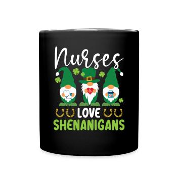 Nurses Love Shenanigans St. Patricks Day Irish - Full Colour Mug - black - Front