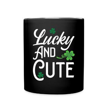 Glückliches Und Süßes Kleeblatt St. Patricks Day Irisch - Tasse einfarbig - Schwarz - Vorne