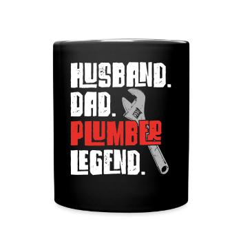 Plumbing Plumber Dad Vintage Retro - Full Colour Mug - black - Front