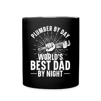 Plumbing Plumber Dad Vintage - Full Colour Mug - black - Front