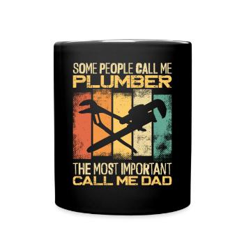 Plumbing Plumber Dad Vintage Retro - Full Colour Mug - black - Front