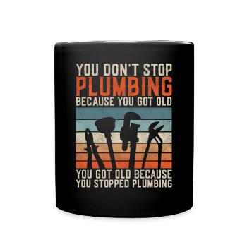 Plumbing Plumber Retired Vintage - Full Colour Mug - black - Front