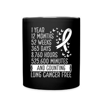1 Year Lung Cancer Free Ribbon Movement - Tasse einfarbig - Schwarz - Vorne