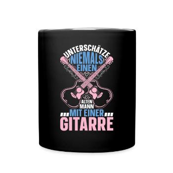 Gitarrist Großvater Gitarre Spieler Opa Gitarrensp - Tasse einfarbig - Schwarz - Vorne