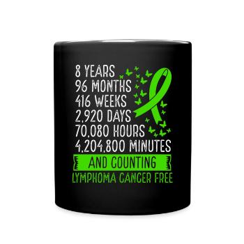 8 Years Lymphoma Cancer Free Ribbon Movement - Full Colour Mug - black - Front