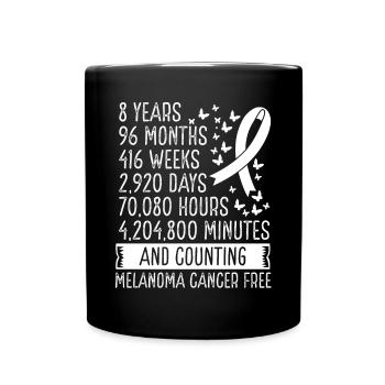 8 Years Melanoma Cancer Free Ribbon Movement - Full Colour Mug - black - Front