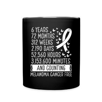 6 Years Melanoma Cancer Free Ribbon Movement - Full Colour Mug - black - Front