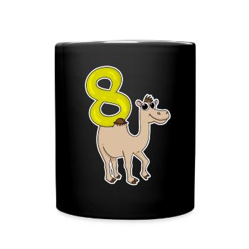 8 Jahre alt - 8. Geburtstag mit Tier Motiv - Tasse einfarbig - Schwarz - Vorne