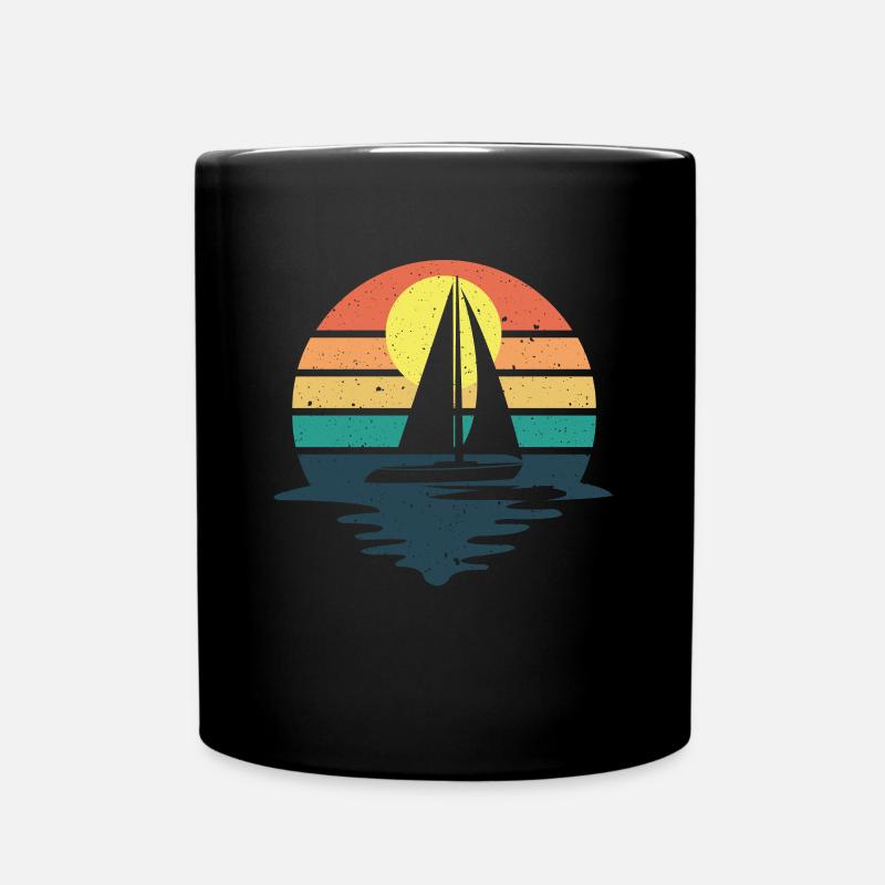 Retro Segeln Boot Segelboot Skipper Katamaran - Tasse einfarbig - Schwarz