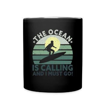 Retro Surfer Surfboard Water Sports Water Surfing - Full Colour Mug - black - Front