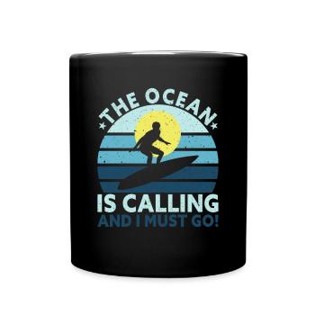Retro Surfer Surfboard Water Sports Water Surfing - Full Colour Mug - black - Front