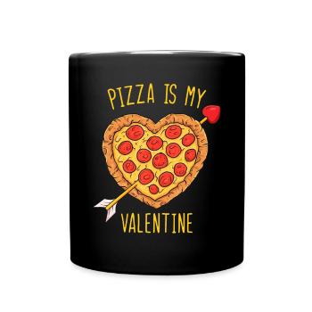 Pizza Is My Valentine Funny Valentines Day Boys Gi - Full Colour Mug - black - Front