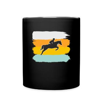 Pferd Retro - Tasse einfarbig - Schwarz - Vorne