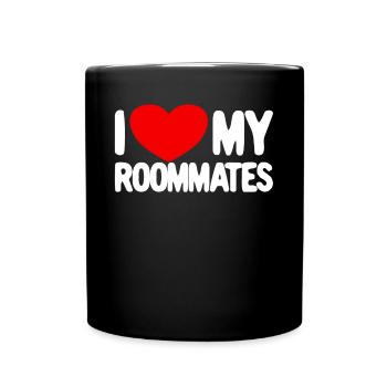Ich liebe meine Mitbewohner rotes Herz Ich liebe m - Tasse einfarbig - Schwarz - Vorne