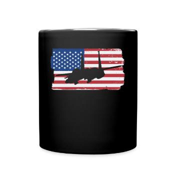 F-15 Eagle Fighter Jet American Flag F15 Adler - Tasse einfarbig - Schwarz - Vorne