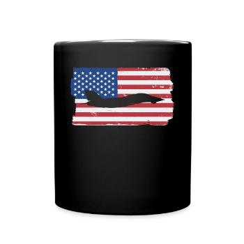 F-14 Tomcat Fighter Jet American Flag F14 Tomcat - Tasse einfarbig - Schwarz - Vorne