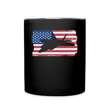 F22 Raptor Fighter Jet American Flag F22 Raptor - Tasse einfarbig - Schwarz - Vorne