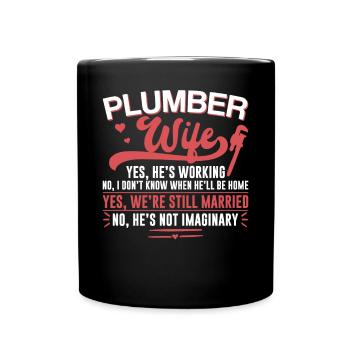 Plumbing Plumber Wife Plumber Wife - Tasse einfarbig - Schwarz - Vorne