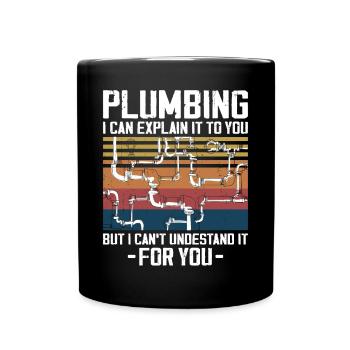 Plumbing Plumber Vintage Retro - Full Colour Mug - black - Front