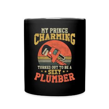 Plumbing Plumber Vintage Retro My - Full Colour Mug - black - Front