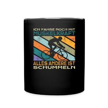 Fahrrad Zubehör Radfahrer Motiv - Tasse einfarbig - Schwarz - Vorne
