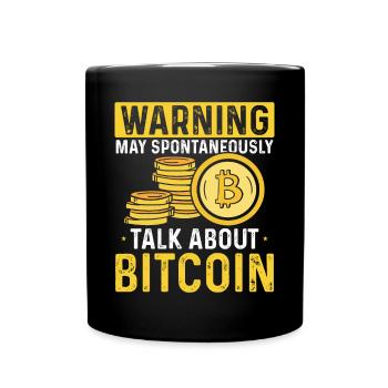 Talk about Bitcoin - Full Colour Mug - black - Front